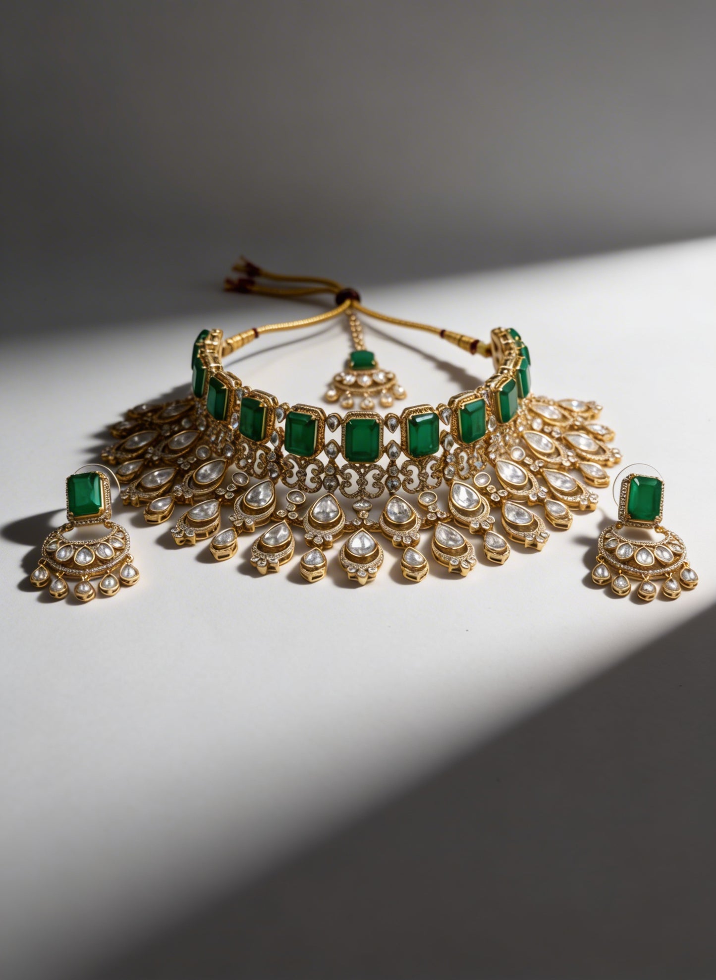 Moissanite Emerald Choker Necklace Set