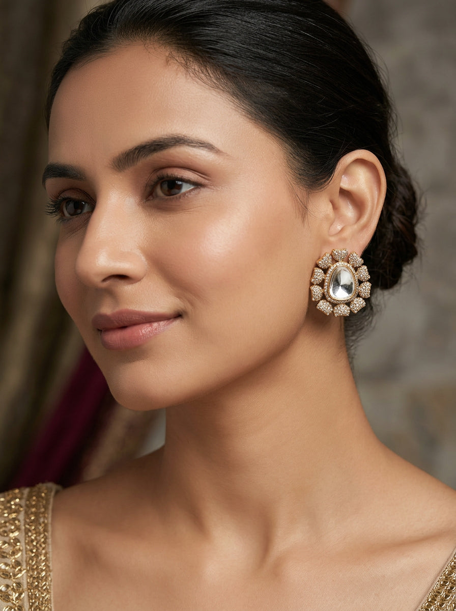 Polki Flower Studs