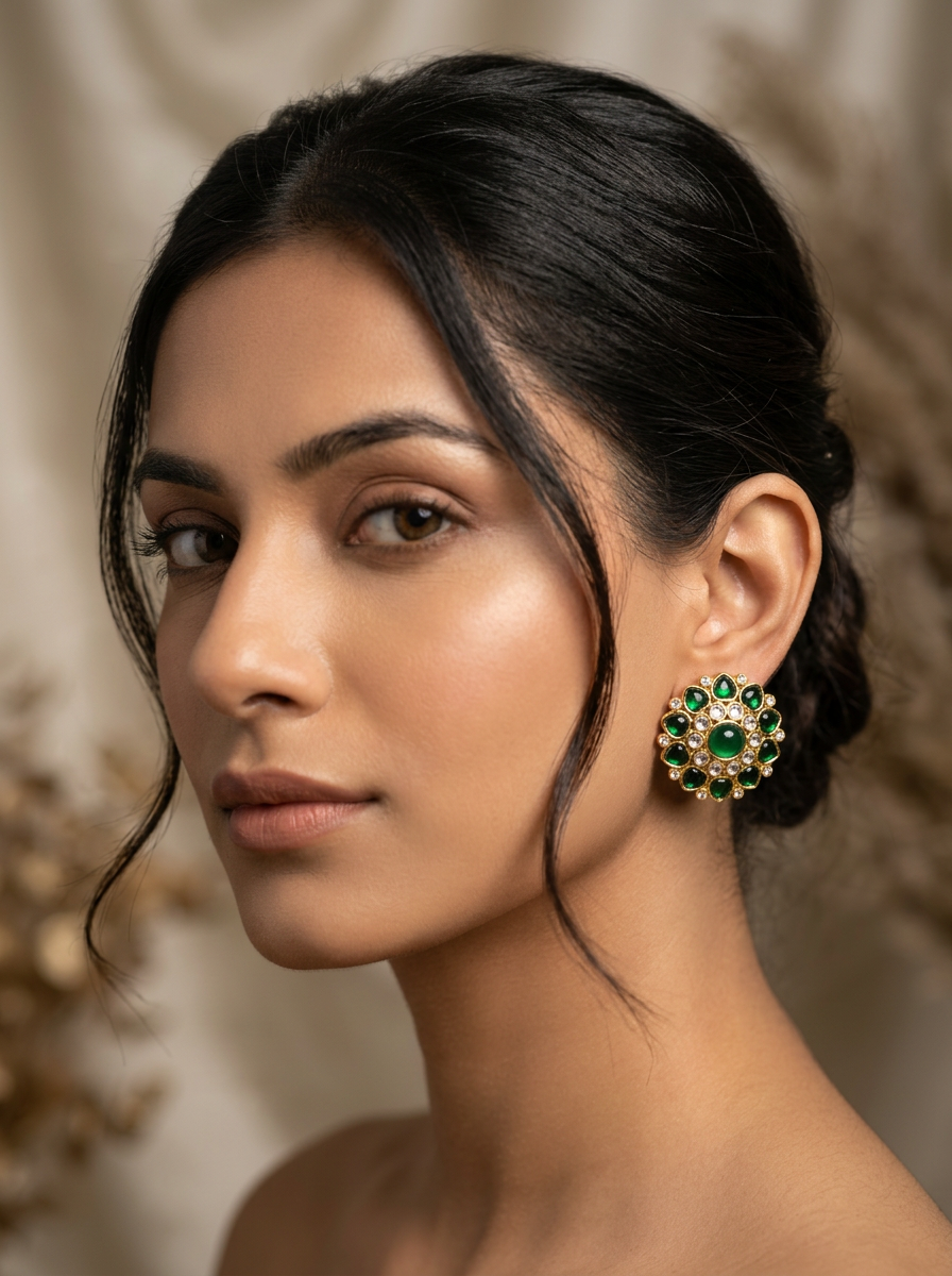 Polki Green Studs