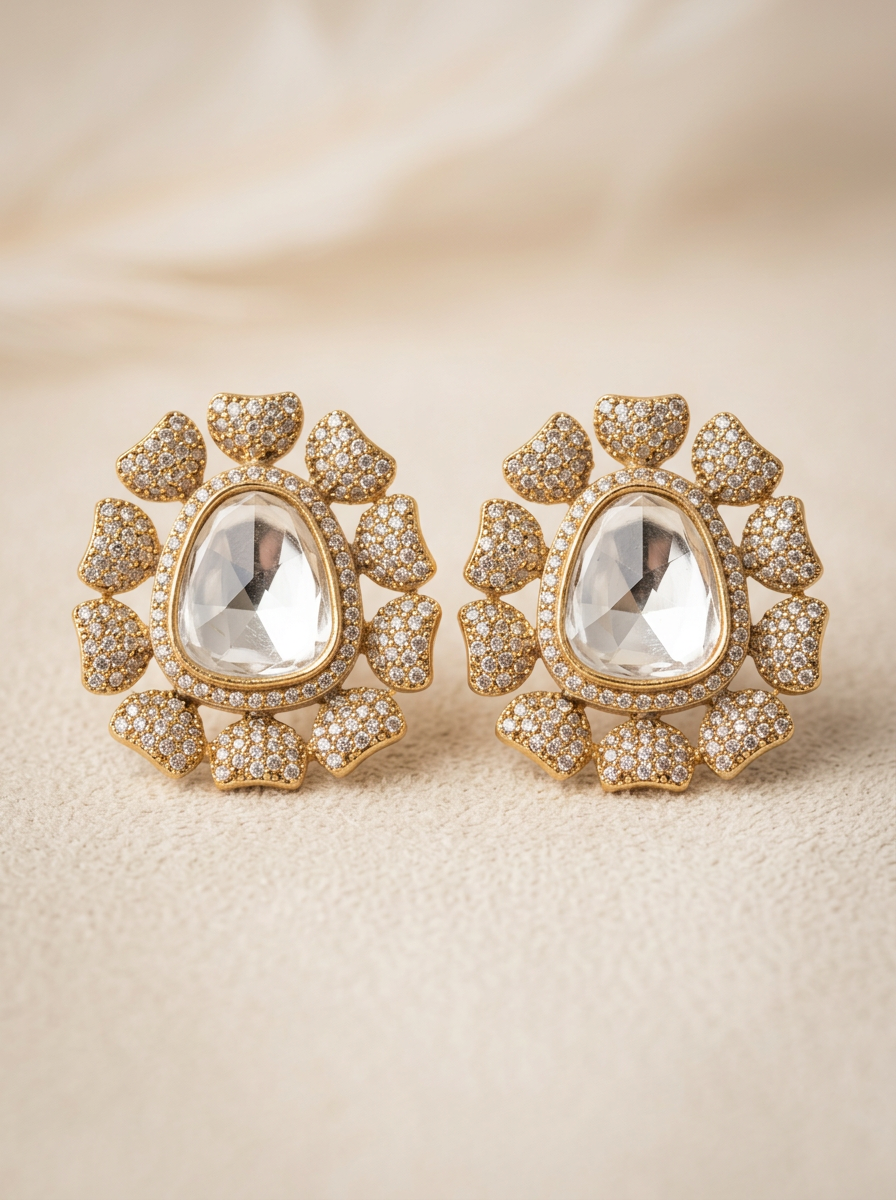 Polki Flower Studs