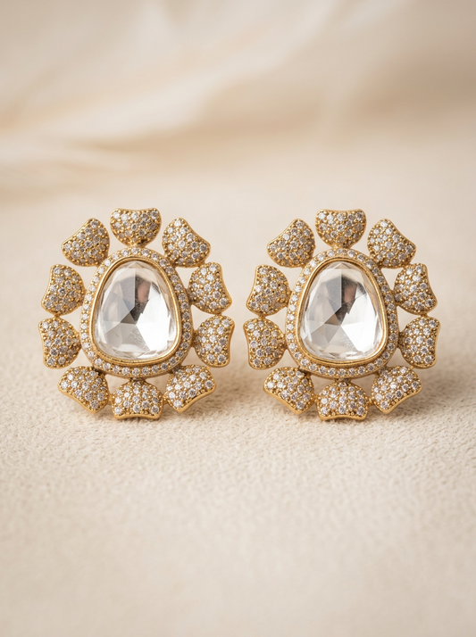 Polki Flower Studs