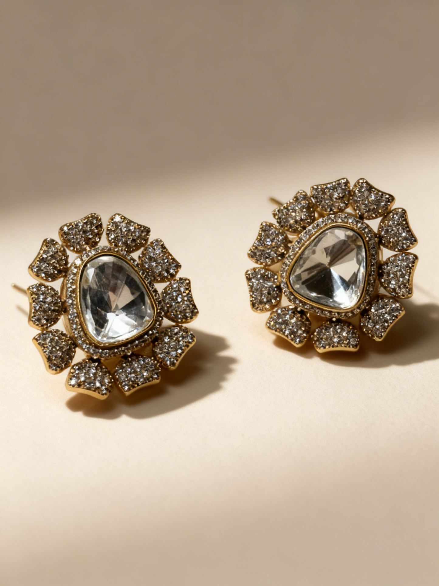 Polki Flower Studs