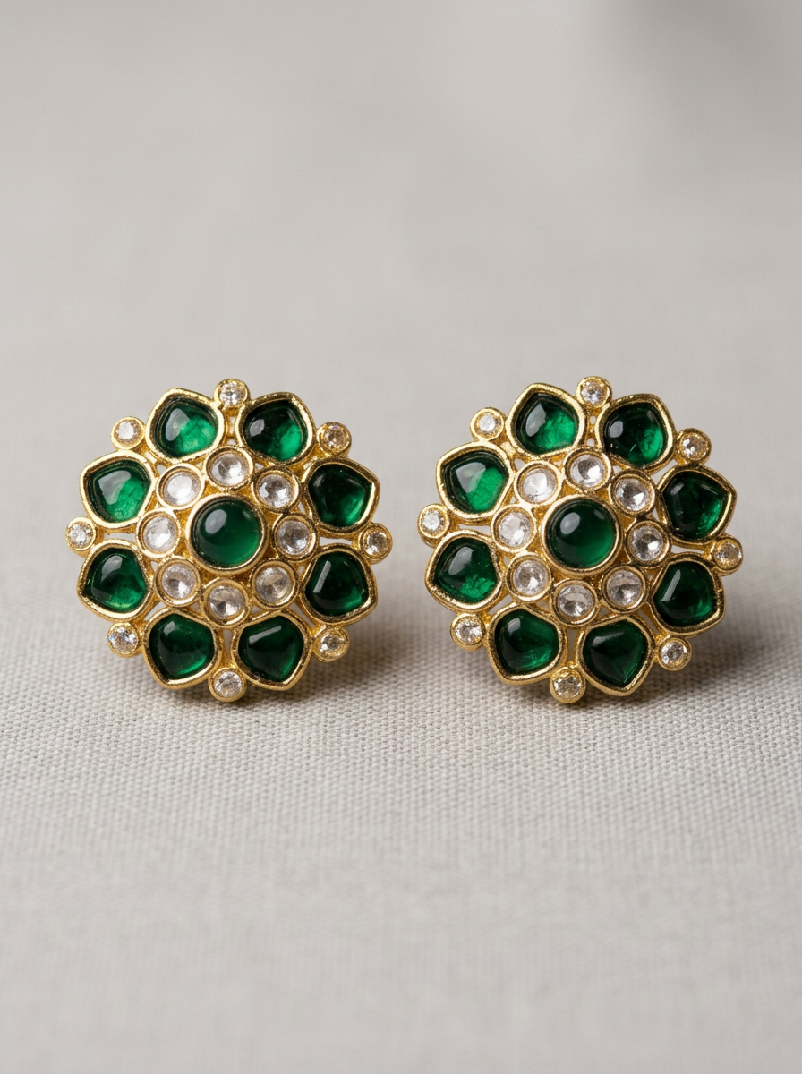 Polki Green Studs