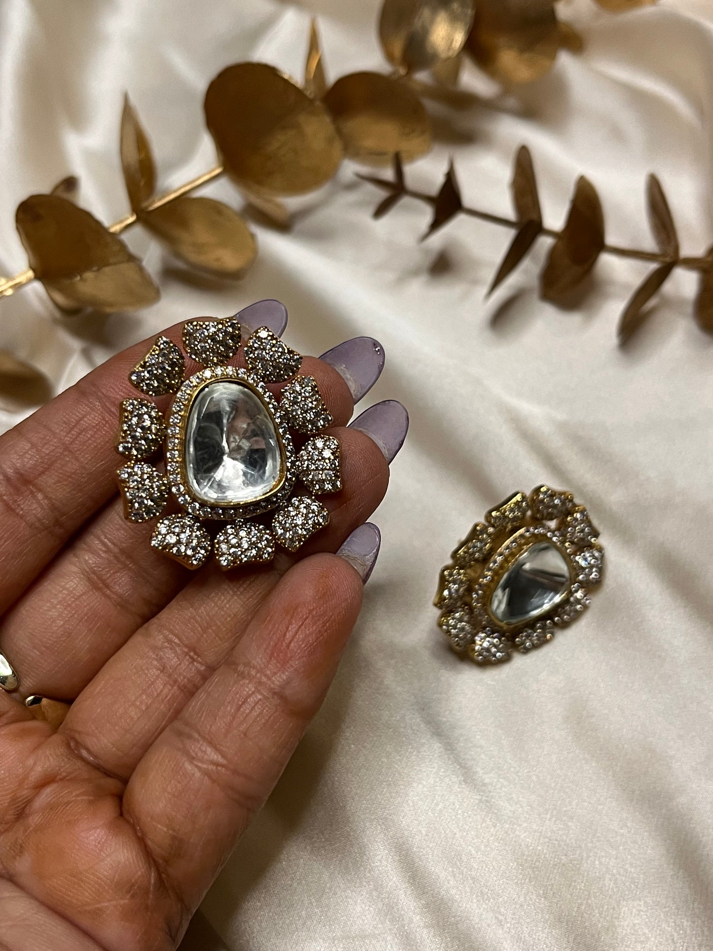 Polki Flower Studs